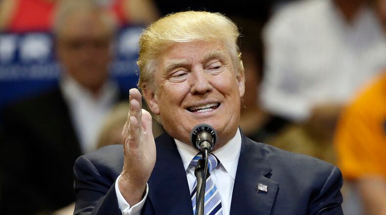 FILE - In this May 26, 2016 file photo, Republican presidential candidate Donald Trump speaks in Billings, Mont., Thursday, May 26, 2016. Trump says comments on judge 'misconstrued' as an attack against people of Mexican heritage. (AP Photo/Brennan Linsley, File)