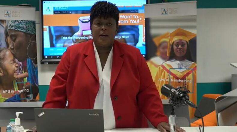 Lisa Herring, the incoming Atlanta Public Schools superintendent, is shown in this screen grab as she talks to parents about the district's reopening plans during a town hall on Thursday, June 18, 2020.