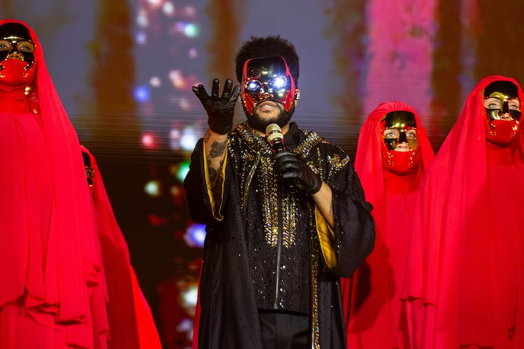 The Weeknd dazzles the crowd at Mercedes-Benz Stadium on Thursday, Aug. 21, 2025, in Atlanta. (Ryan Fleisher for the AJC)