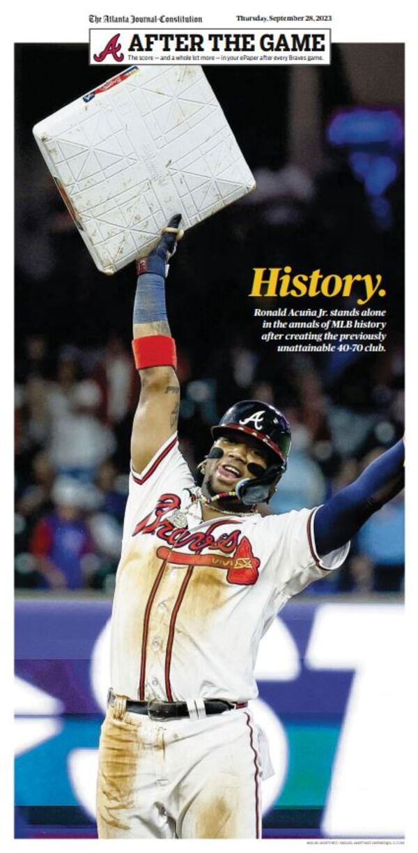 In todays ePaper | Acuña has another historic night in a key Braves game
