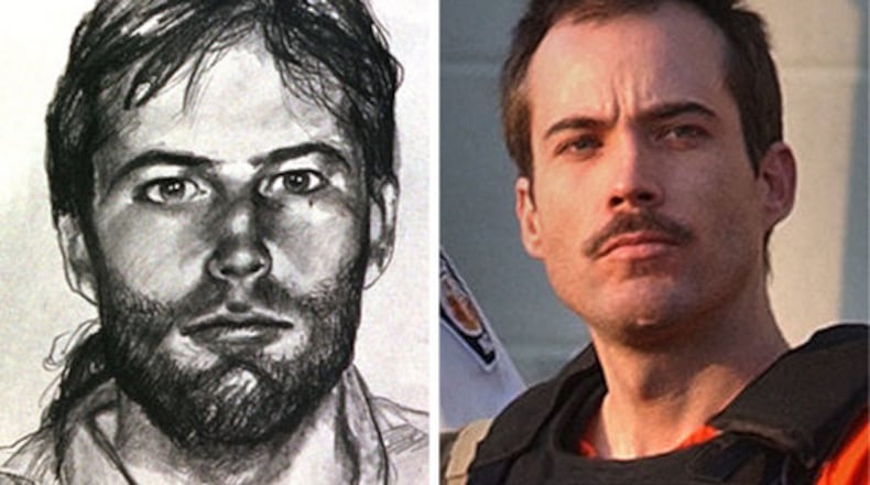 One of Lawson's most well known drawings is this sketch of Olympic Park bomber Eric Rudolph.