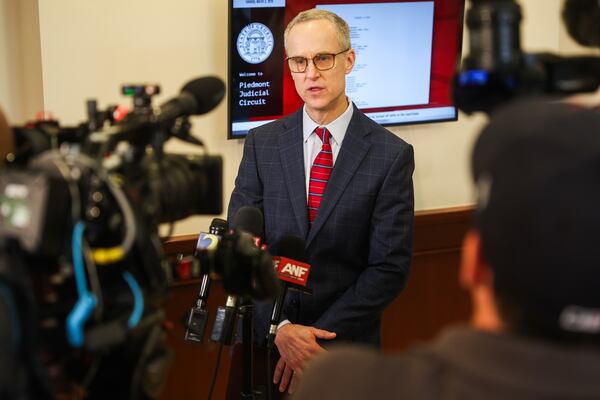 District Attorney Brad Smith speaks to members of the press after a jury convicted Colin Gray of second-degree murder and more than two dozen other charges at Barrow County Courthouse in Winder, on Tuesday, March 3, 2026. (Abbey Cutrer/AJC)