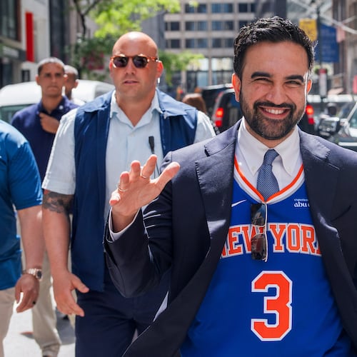 New York City Mayor Zohran Mamdani arrives to take part in the National Puerto Rican Day Parade, Sunday, June 14, 2026 in New York. (AP Photo/Adam Gray)