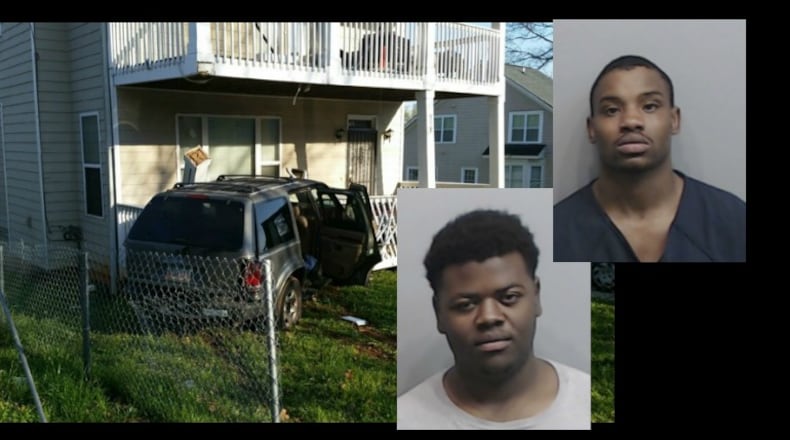 Mario Burke (bottom left) and Sidiamond Stills were arrested after a shooting that led the driver of a Ford Explorer to crash into a house March 9. (Credit: Atlanta Police Department)