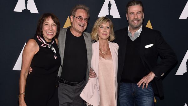 (L-R) Didi Conn, Barry Pearl, Olivia Newton-John and John Travolta attend the 'Grease' 40th anniversary screening at Samuel Goldwyn Theater on August 15, 2018 in Beverly Hills, California.