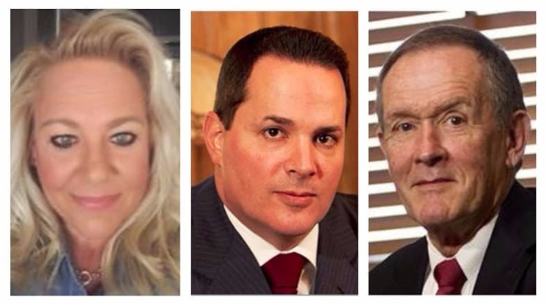 Mye Brindle and her attorneys, David Cohen and John Butters.