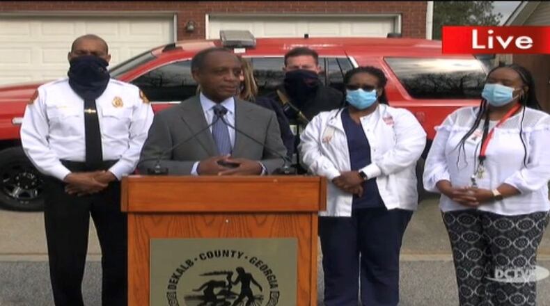 DeKalb County CEO Michael Thurmond spoke at a Tuesday morning news conference about a new COVID-19 vaccination effort.