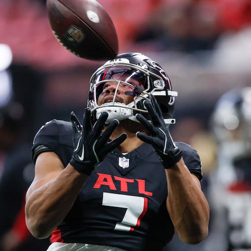 Falcons running back Bijan Robinson's versatility landed him on CBS Sports' top 100 players for next season, after he was unrated as a rookie. (Miguel Martinez/AJC)