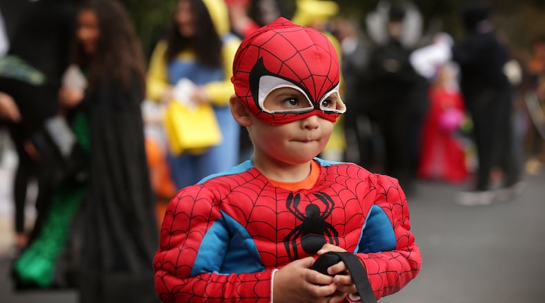 WASHINGTON, DC - OCTOBER 30: A child dresses as Spiderman as he participates in a Halloween event at the South Lawn of the White House October 30, 2015 in Washington, DC. The first couple hosted local children and children of military families for trick-or-treating at the White House. (Photo by Alex Wong/Getty Images)