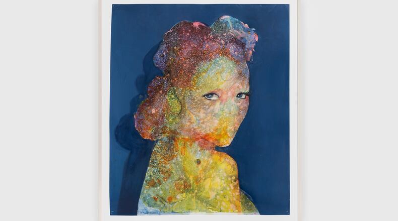 "Fragrant with dawn and dew" (2018) acrylic and ink on paper, from artist Firelei Báez featured in the group show "{UNDER}flow" at the Bernard A. Zuckerman Museum of Art.
Courtesy of Bernard A. Zuckerman Museum of Art