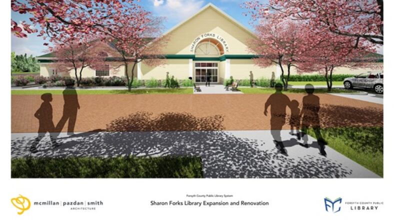 Concept drawing of entrance at expanded Sharon Forks Library