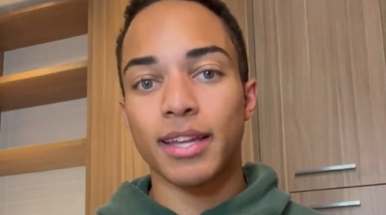 Christian Walker, the son of U.S. Senate candidate and former football player Herschel Walker, is seen in this screenshot of a video he posted on Twitter. In one a tweet Monday directed at his father, Christian Walker said his father “had us move over 6 times in 6 months running from your violence.”