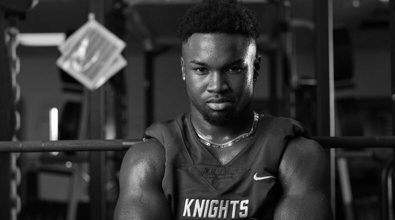 Amehre Morrison, a running back for River Ridge High School, was the Class 6A offensive player of the year last season. (Tyson Alan Horne / Tyson.Horne@ajc.com)