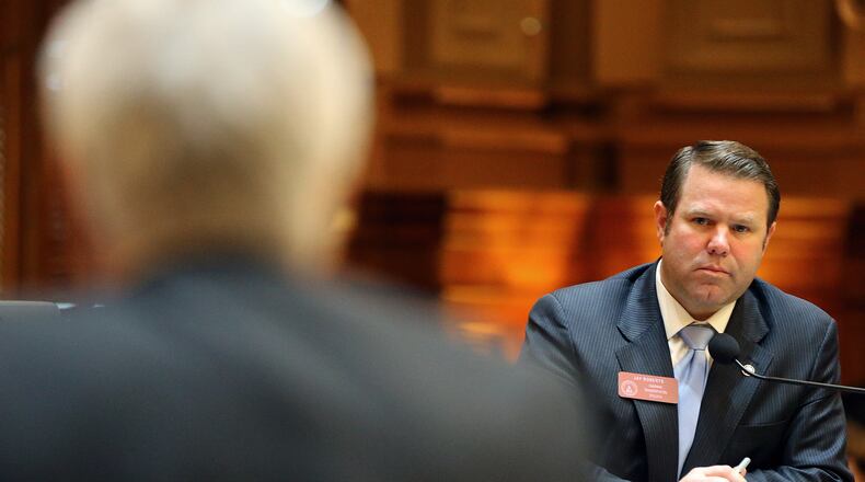 House Transportation Chairman Jay Roberts listens during the debate on HB 170, March 5. (AJC Photo / Ben Gray)