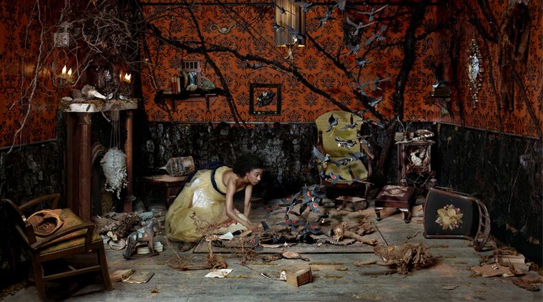 Atlanta-based artist Dorothy O’Connor’s meticulously constructed tableaux, turned into a photograph like “Passage” are featured in an exhibition at the Museum of Contemporary Art of Georgia, “Scenes.” Contributed by MOCA GA