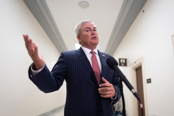 House Oversight Committee Chairman James Comer, R-Ky., speaks to reporters as he arrives to interview Anthony Bernal, a former senior aide to former first lady Jill Biden, as Republicans investigate former President Joe Biden's mental fitness while in office, at the Capitol in Washington, Wednesday, July 16, 2025. (AP Photo/J. Scott Applewhite)