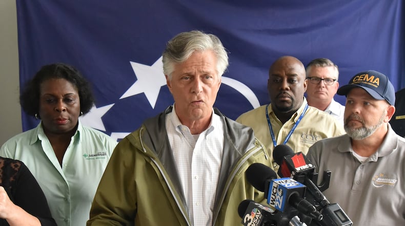 September 5, 2019 Savannah - Savannah Mayor Eddie DeLoach speaks during a press conference at Chatham County building in Savannah on Thursday, September 5, 2019. Hurricane Dorian has toppled trees and knocked out power to more than 15,000 customers in this region, including more than half of those on Tybee Island. Dorian grew into a Category 3 hurricane overnight as it drew power from warm Gulf Stream water and had weakened a bit by lunchtime Thursday. (Hyosub Shin / Hyosub.Shin@ajc.com)