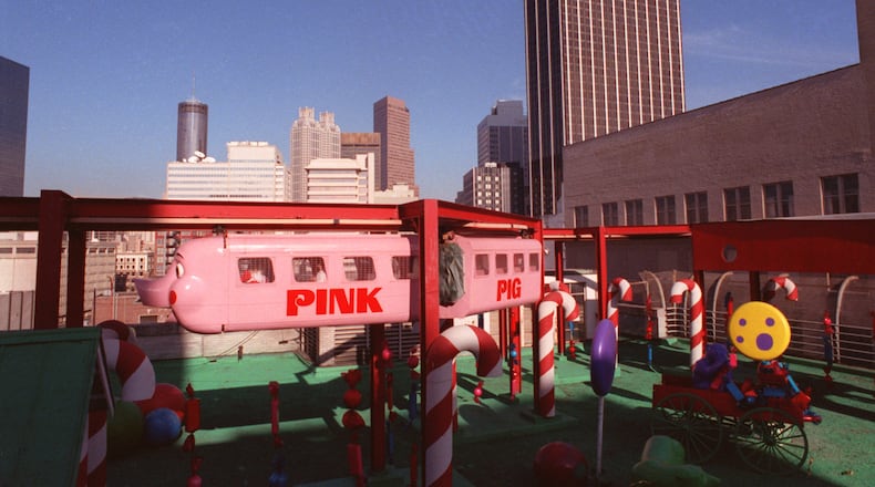 The Pink Pig monorail at Rich's in downtown Atlanta in 1990.