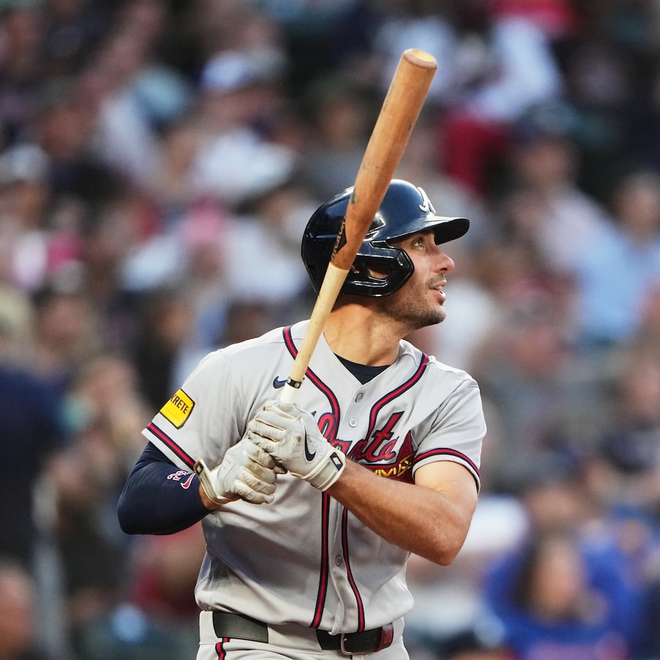Atlanta Braves' Matt Olson hits a solo home run against the Seattle Mariners during the sixth inning of a baseball game, Monday, May 4, 2026, in Seattle. (AP Photo/Lindsey Wasson)