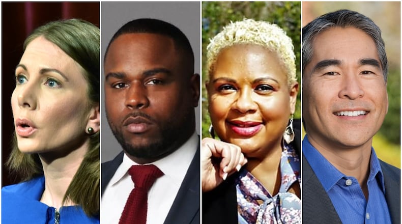 Stacey Evans, from left, Kyle Lamont, Jenné Shepherd and Alex Wan are running in the Democratic primary election for an Atlanta-based House seat being vacated by state Rep. Pat Gardner. Submitted photos.