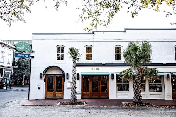 The Darling Oyster Bar faces Franklin Square near City Market in downtown Savannah. (Courtesy of Andrew Cebulka)