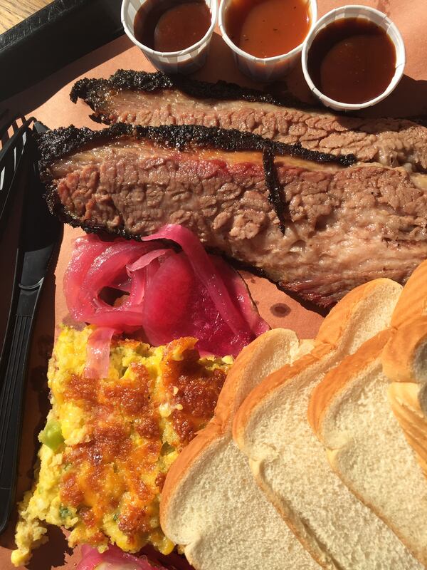 The succulent beef brisket at Lewis Barbecue is cooked in John Lewis' custom-made smokers. (Lori Rackl/Chicago Tribune/TNS)