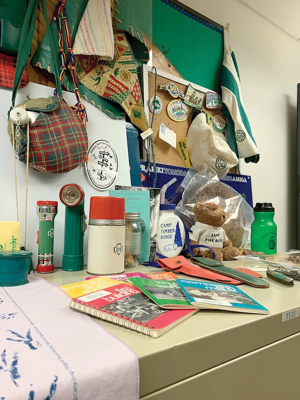 Girl Scout artifacts on display at the organization’s Mableton headquarters.