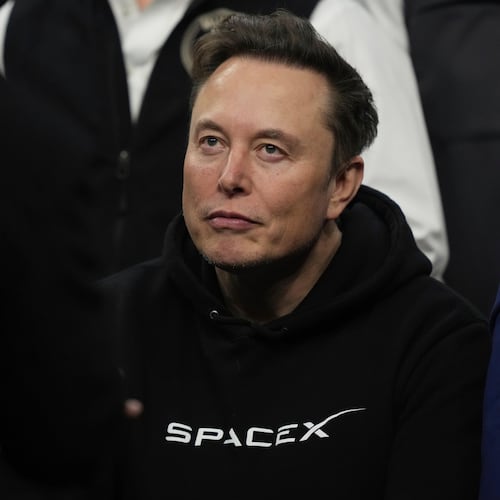 FILE - Elon Musk attends the finals for the NCAA wrestling championship, Saturday, March 22, 2025, in Philadelphia. (AP Photo/Matt Rourke, file)
