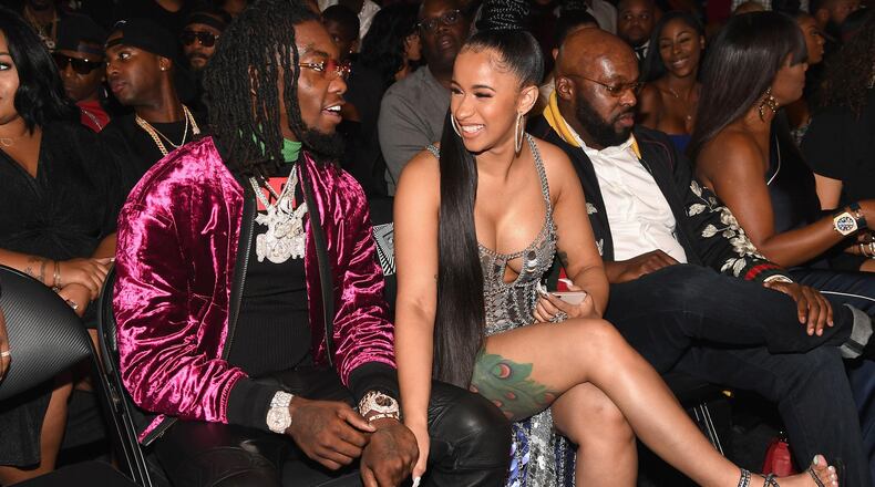 MIAMI BEACH, FL - OCTOBER 06:  Rappers Offset of Migos and Cardi B attend the BET Hip Hop Awards 2017 at The Fillmore Miami Beach at the Jackie Gleason Theater on October 6, 2017 in Miami Beach, Florida.  (Photo by Paras Griffin/Getty Images for BET)