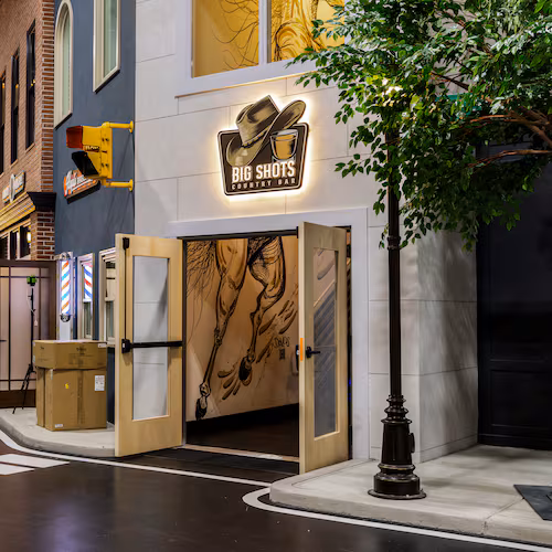 An exterior view of Big Shots, the Western-themed bar at You42 Studios in Roswell. (Courtesy of Heidi Harris)