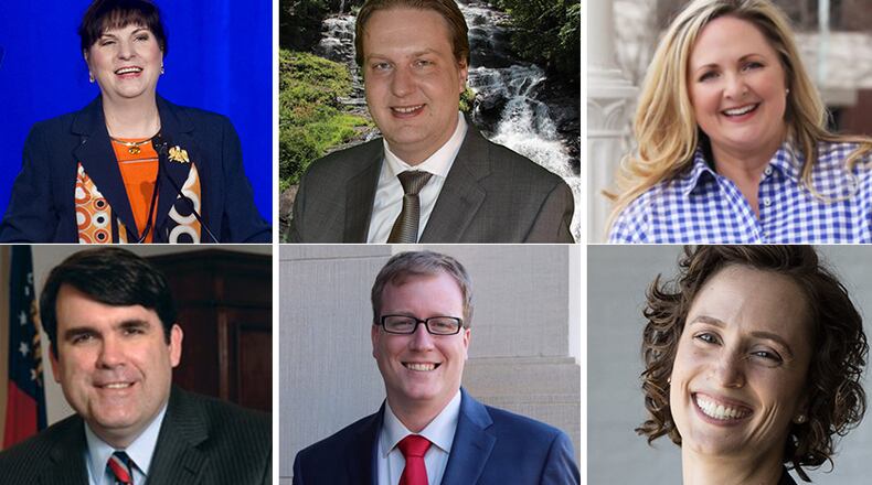PSC candidates from left to right. Top row- Dawn Randolph, John Turpish and Tricia PridemoreBottom row- Chuck Eaton, Ryan Graham and Lindy Miller.