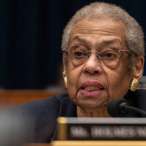 FILE - Del. Eleanor Holmes Norton, D-D.C., speaks during a hearing of the Aviation Subcommittee of the House Transportation and Infrastructure Committee on Capitol Hill, Dec. 16, 2025, in Washington. (AP Photo/Mark Schiefelbein, File)