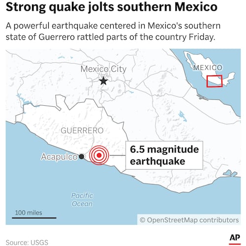 An earthquake struck near Mexico's southern Pacific coast Friday. (AP Digital Embed)