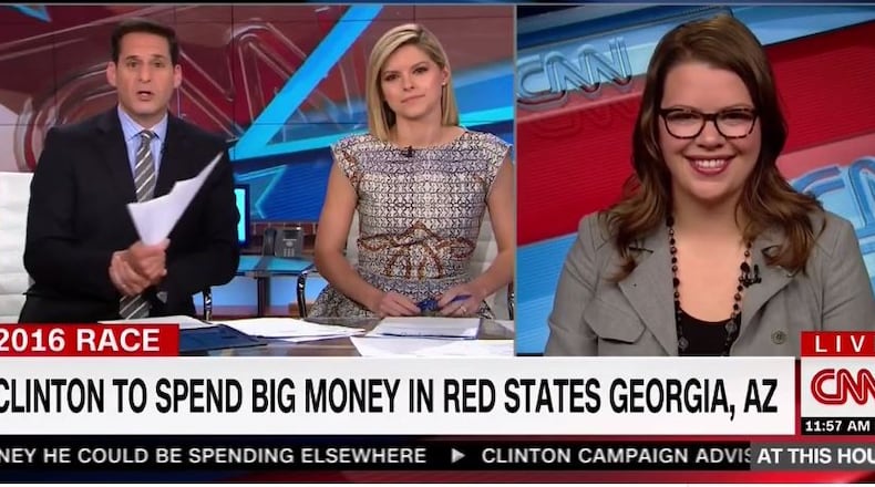 In this screen grab, Democratic Party of Georgia Executive Director Rebecca DeHart appeared on CNN on Wednesday, Aug. 10.