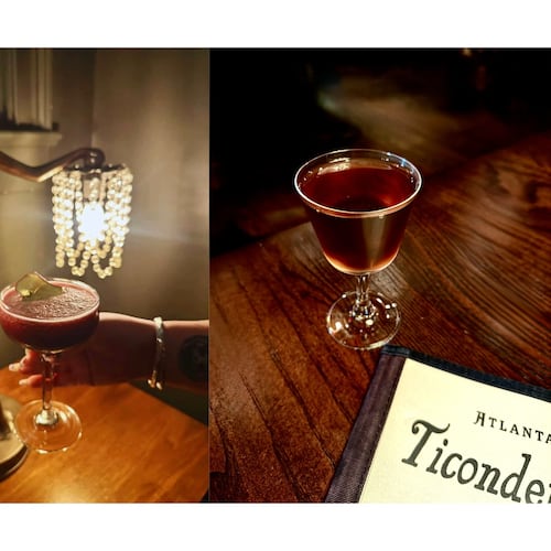 From left: The Toronto cocktail from Madeira Park (Angela Hansberger for The Atlanta Journal-Constitution); Midnight Bliss at Marietta’s the Third Door (Courtesy of the Third Door/Scion Garcia); and the Ghost Ship at Ticonderoga Club (Angela Hansberger for The Atlanta Journal-Constitution).