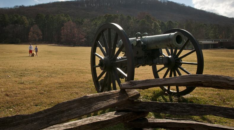 Sam Wodetzki and his daughter Lëla Wodetzki, 11, walk through an open field at the Kennesaw Mountain National Battlefield Park Saturday, December 1st in Kennesaw. The Kennesaw Mountain National Battlefield Park stands as more than a scenic memorial to one of the Civil War’s defining battles. It’s also the most-visited battlefield site in the nation, surpassing Gettysburg last year. Visitors to the trails and greenspace offer a surprising window to Cobb County’s economic future.