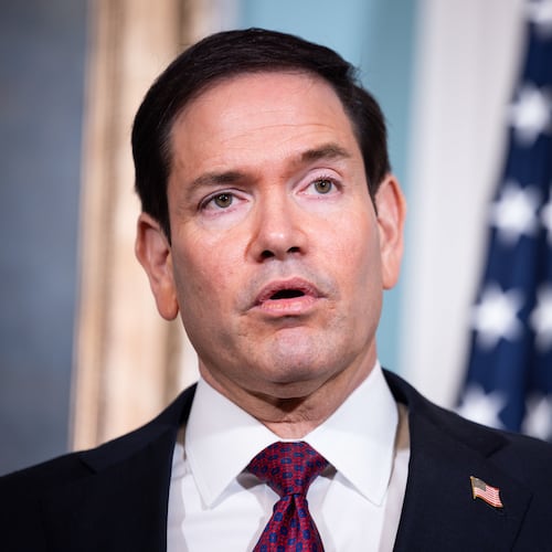 Secretary of State Marco Rubio speaks alongside Paraguay's Vice President Pedro Alliana (not pictured), in the Treaty Room at the State Department, Tuesday, Aug. 4, 2026, in Washington. (AP Photo/Tierney L. Cross)