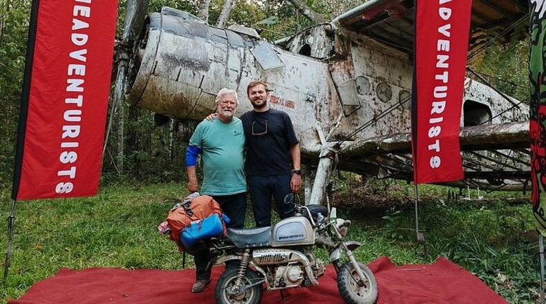 Ace Rickard, left, and his son, Dave Rickard, are shown in September 2024 at the "Monkey Run" in Peru. The two men recently completed the approximately 600-mile run on minibikes. (Photo Contributed)