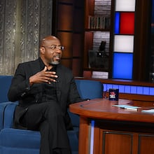 Sen. Raphael Warnock was a guest on "The Late Show with Stephen Colbert" on Thursday, April 17, 2025. “Hope is everything,” the Georgia senator said. “And when you lose hope, you stop fighting.” (Scott Kowalchyk/CBS Broadcasting Inc.)