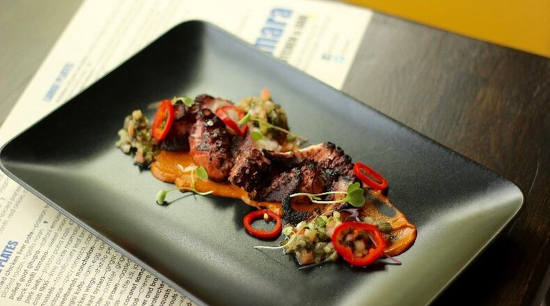 The octopus appetizer at Amara in Inman Park spices up Valentine’s Day with ginger, cardamom, cinnamon and nutmeg. CONTRIBUTED BY SHAWN O’NEILL