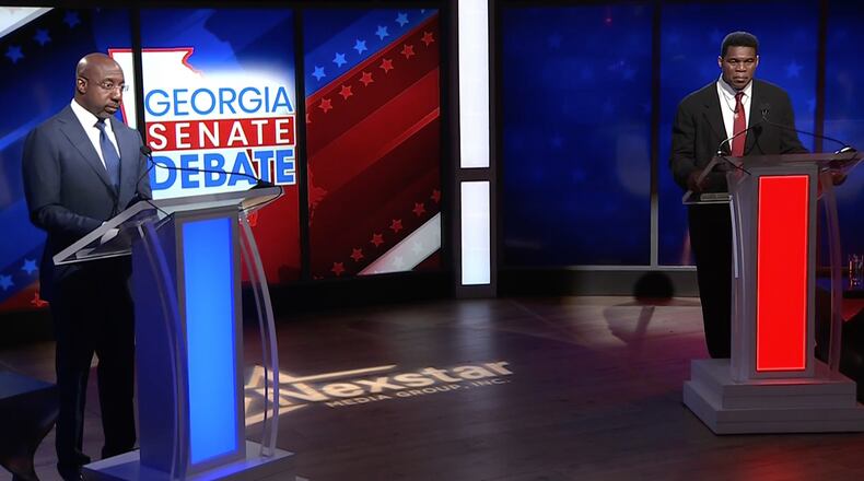 Warnock and Walker Senate debate, Friday, Oct. 14, 2022. (WSAV screengrab)