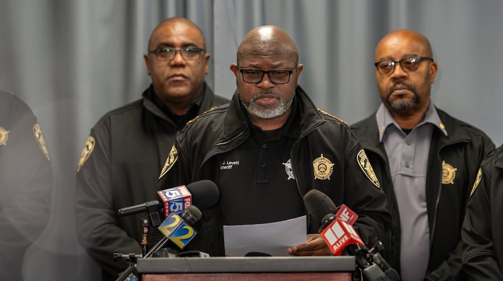 Rockdale County Sheriff Eric Levett addresses the media about the escape and recapture of inmate Timothy Shane. Wednesday, December 3, 2025 (Ben Hendren for the AJC)