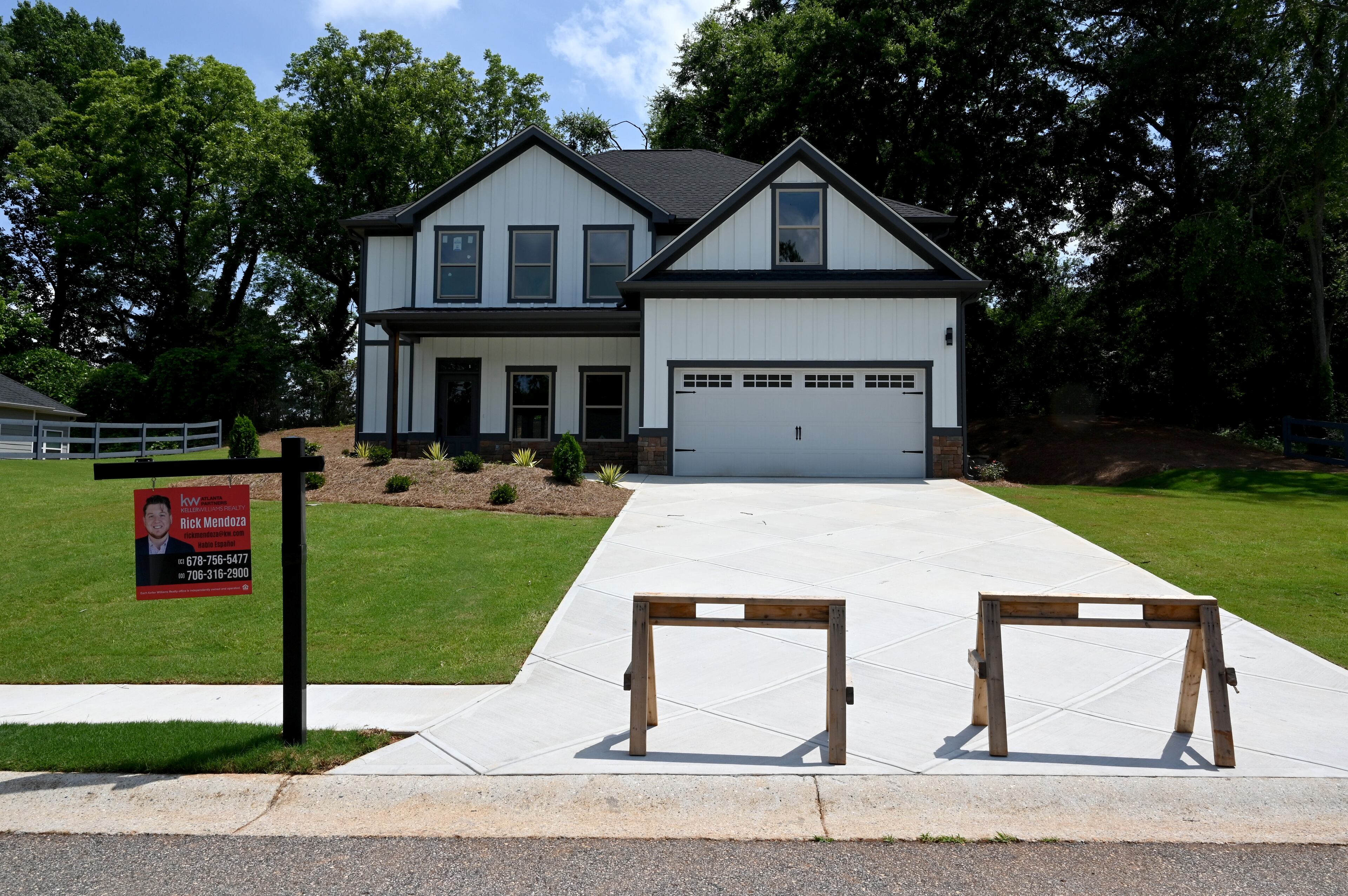 A new house is seen in Ashford Place Subdivision near downtown Commerce, Tuesday. Housing prices have increased 62% in the last five years. (Hyosub Shin/AJC)