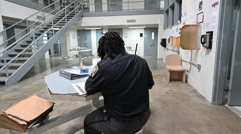 September 8, 2021 Ocilla - The staff at the Irwin County Detention Center gave The Atlanta Journal-Constitution an exclusive tour of the complex this month, revealing empty cells, an empty cafeteria and an empty gymnasium. Employees wore masks and gloves. (Hyosub Shin / Hyosub.Shin@ajc.com)