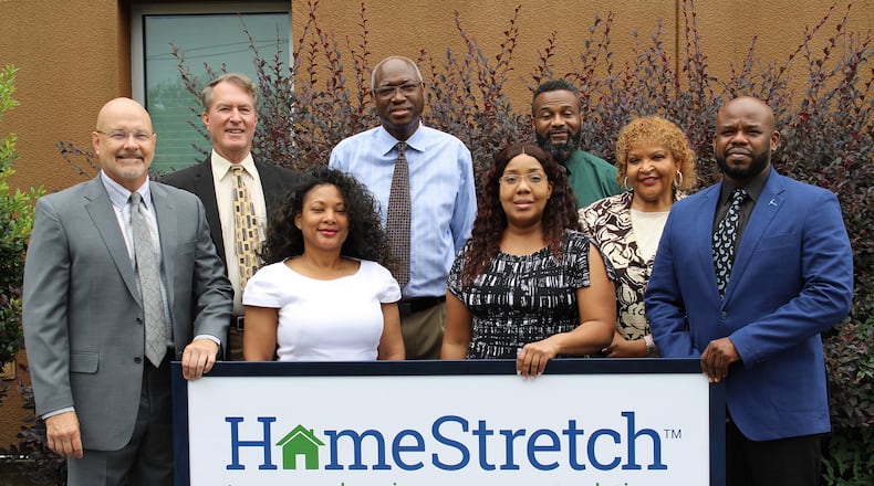 HomeStretch, one of 7 organizations in Roswell to receive CDBG funds. Shown here: Talaya Parker - Executive Director, Latoya McLennon - Program Director, Max Myers - Facility Director, Vickie Reynolds - Operations Manager, Dennis Baptiste - Finance Manager, Gary Amos - Family Case Manager and Chris Ambrose - Youth Case Manager. (Courtesy HomeStretch)