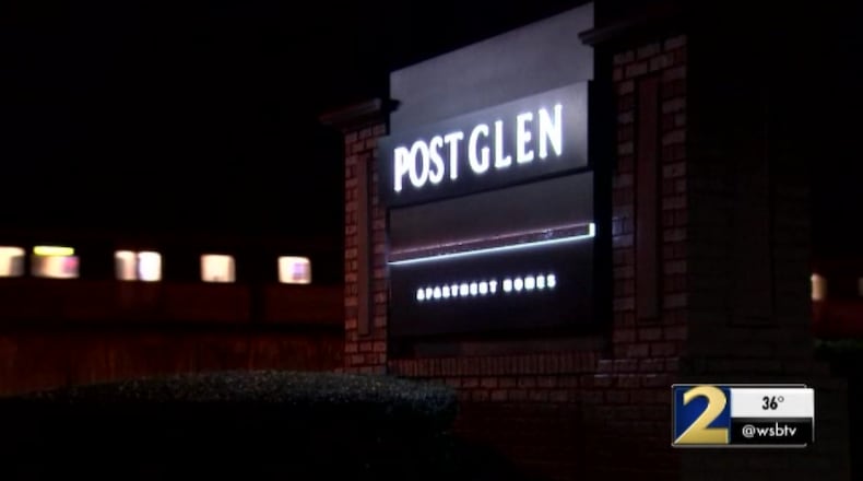 A woman was shot in the leg at the Post Glen apartments on Peachtree Road, authorities said.