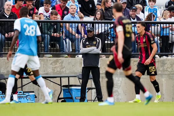 Dr. R. Amadeus Mason is pictured on the sideline during the match against Charlotte FC at Mecklenburg County Sportsplex in Matthews, North Carolina, on Tuesday April 28, 2026. (Photo by Mitch Martin/Atlanta United)