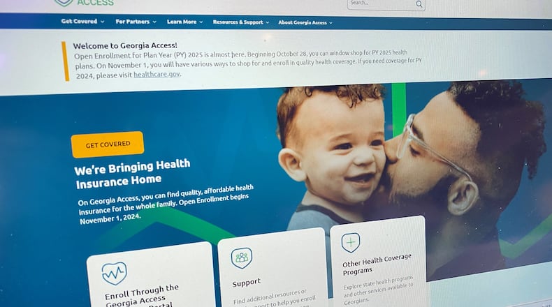 A screenshot of Georgia's new Affordable Care Act state-based exchange website, GeorgiaAccess.gov, just days before it opened for window shopping on Monday, Oct. 28, 2024. When open enrollment for ACA plans began Nov. 1, Georgia's 1.3 million ACA policyholders were blocked from buying 2025 plans on healthcare.gov, and the exchange was based in Georgia for the first time. (Ariel Hart/AJC)