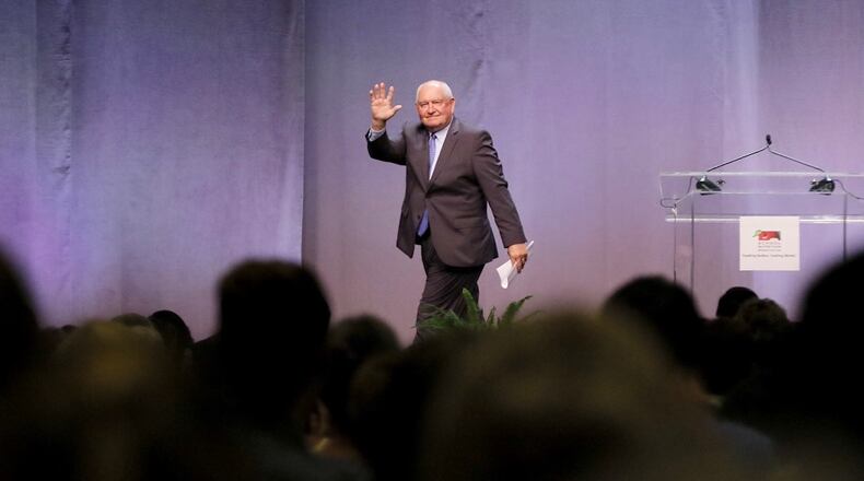 U.S. Agriculture Secretary Sonny Perdue was in Atlanta on Wednesday to speak to the School Nutrition Association. AJC/Bob Andres