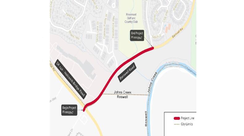 Johns Creek will manage a water project as part of the intersection improvement at Barnwell and Holcomb Bridge roads, and be reimbursed by Fulton County. CITY OF JOHNS CREEK